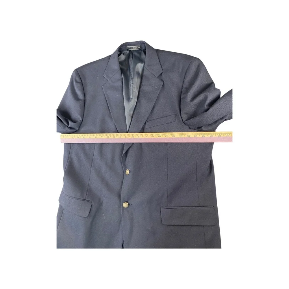 Meeting Street Navy Wool Blend Blazer 46‎ Long Mens Classic Fit Gold Buttons